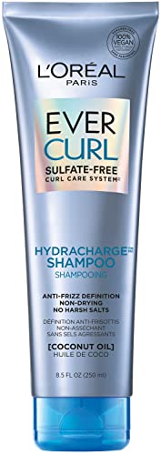 L'Oreal Paris EverCurl Sulfate Free Shampoo and Conditioner Kit for Curly Hair, Lightweight, Anti-Frizz Hydration, Gentle on Curls, with Coconut Oil, 8.5 Ounce, Set of 2 (Packaging May Vary)