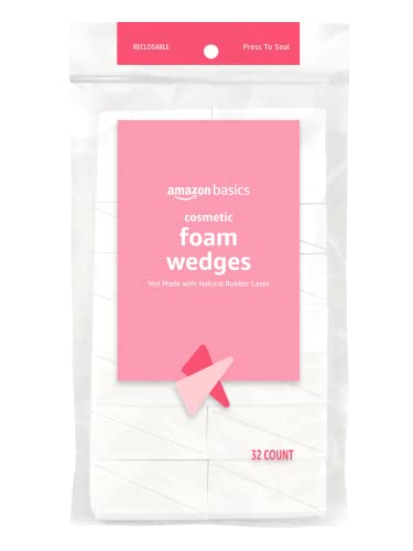 Amazon Basics Cosmetic Foam Wedges, 192 Count (6 Packs of 32), White (Previously Solimo)