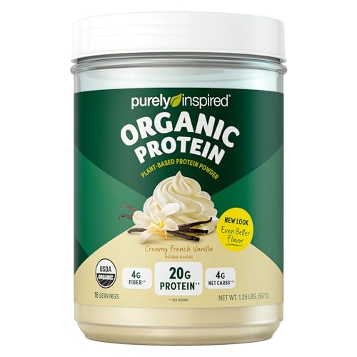 Purely Inspired Plant Based | Organic | Vegan Protein Powder for Women & Men | 22g of Plant Protein | Pea, Vanilla Protein Powder, 1.5 lb (17 Servings)