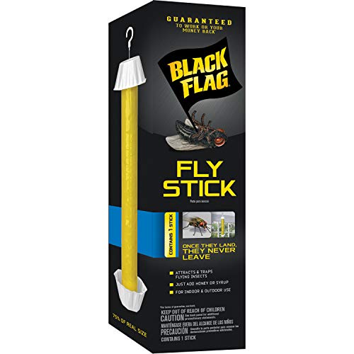 Black Flag Fly Stick, Trap Houseflies and Flying Insects, Pack of 6
