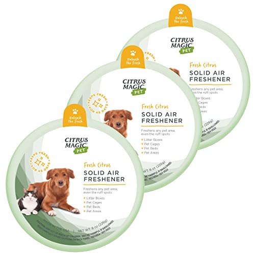 Citrus Magic Pet Odor Absorbing Solid Air Freshener for Home, Air Purifier, Fresh Citrus, Must have Pet Supplies, 8 Oz (Pack of 3)