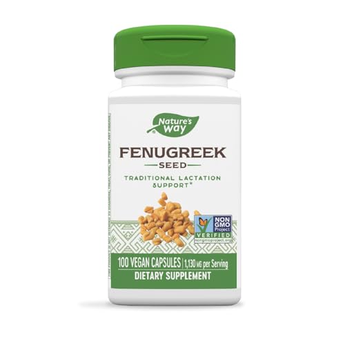 Nature's Way Fenugreek Seed, Traditional Lactation/Breastfeeding Support*, 1,130 mg per Serving, 100 Vegan Capsules