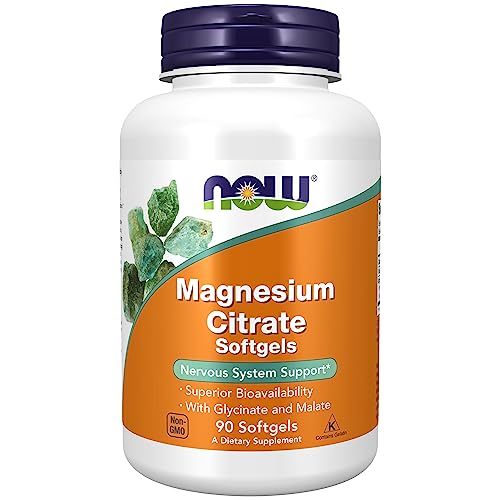 NOW Supplements, Magnesium Citrate, With Glycinate & Malate, Nervous System Support*, 180 Softgels