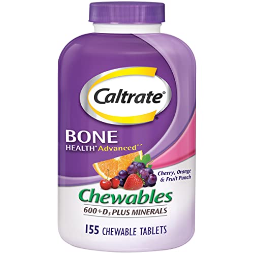 Caltrate Chewables 600 Plus D3 Plus Minerals Calcium Vitamin D Supplement, Cherry, Orange and Fruit Punch - 90 Count