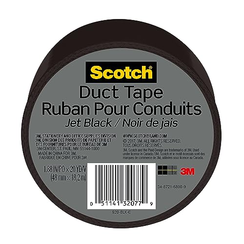 Scotch Duct Tape , 1.88 in x 20 yd, Jet Black, 1 Roll (920-BLK-C)