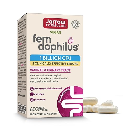 Jarrow Formulas Fem-Dophilus Probiotics 1 Billion CFU With 2 Clinically Effective Strains, Dietary Supplement for Vaginal and Urinary Tract Support, 60 Veggie Capsules, 60 Day Supply