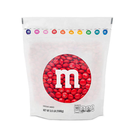 M&M’S Milk Chocolate Red Candy, Bulk Candy in Resealable Pack (3.5 lbs.)