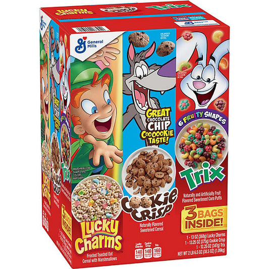 Lucky Charms, Cookie Crisp and Trix Kid Cereal, Variety Pack (38.5 oz., 3 pk.)