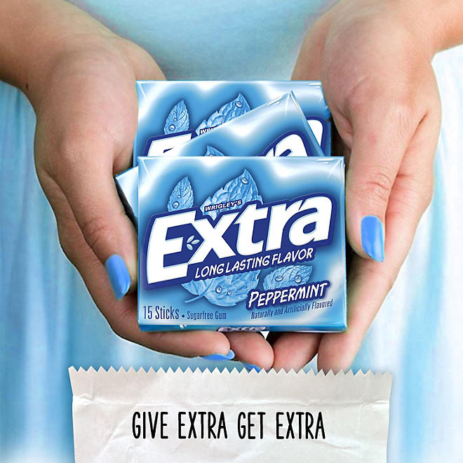 Extra Peppermint Sugar Free Chewing Gum Bulk Pack (15 ct., 10 pk.)