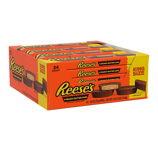 REESE'S Milk Chocolate Peanut Butter Cups Candy, Bulk, Gluten Free, King Size Packs (2.8 oz., 24 ct.)