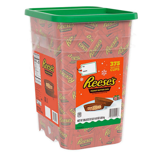 REESE'S Milk Chocolate Snack Size Cups, Christmas Candy Bulk Container (206.8 oz., 375 ct.)