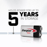 Energizer MAX 9 Volt Alkaline Batteries (8 Pack)