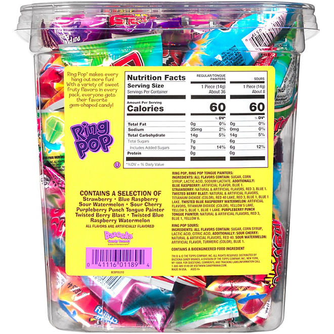 Ring Pop Lollipop Candy, Assorted Variety Pack (0.5 oz., 44 ct.)