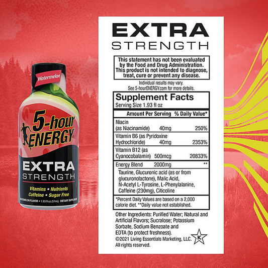 5-hour ENERGY Shot, Extra Strength, Watermelon, (1.93 oz, 24 ct.)