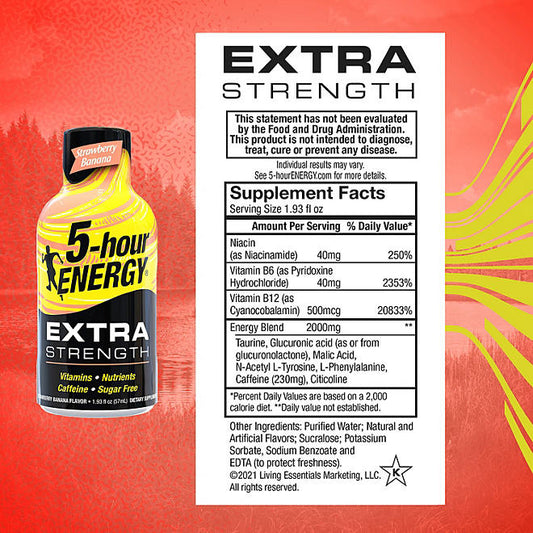 5-hour ENERGY Shot, Extra Strength, Strawberry Banana (1.93 oz., 24 ct.)
