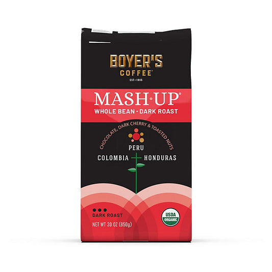 Boyer's Cofee Organic Dark Roast Whole Bean Coffee, Mash-Up Blend (30 oz.)