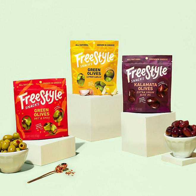 FreeStyle Snacks Premium Olives, Variety Pack (3 pk.)
