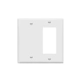 ENERLITES Combination Decorator Rocker/Blank Outlet Wall Plate, Standard Size, 2-Gang 4.50 inch x 4.57 inch Light Switch Cover, Polycarbonate Thermoplastic, UL Listed, 880131-W, White