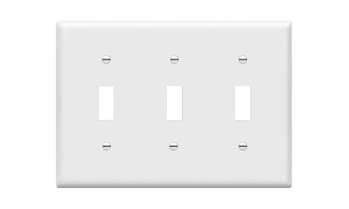 ENERLITES Triple Light Switch Wall Plate, Gloss Finish, Standard Size 3-Gang 4.50 x 6.38, Unbreakable Polycarbonate Thermoplastic, 8813-W, White