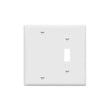 ENERLITES Combination Toggle Switch/Blank Device Wall Plate, Standard Size, 2-Gang 4.5 x 4.57” Light Switch Cover, Polycarbonate Thermoplastic, UL Listed, 880111-W, White