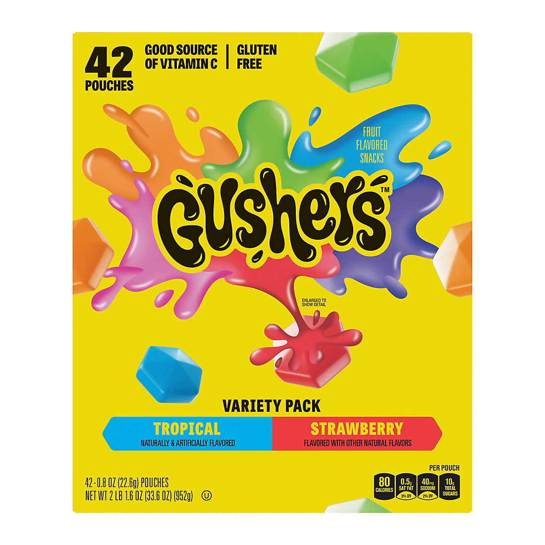 Gushers Strawberry Splash and Tropical Flavor Fruit Snacks, 42 ct.