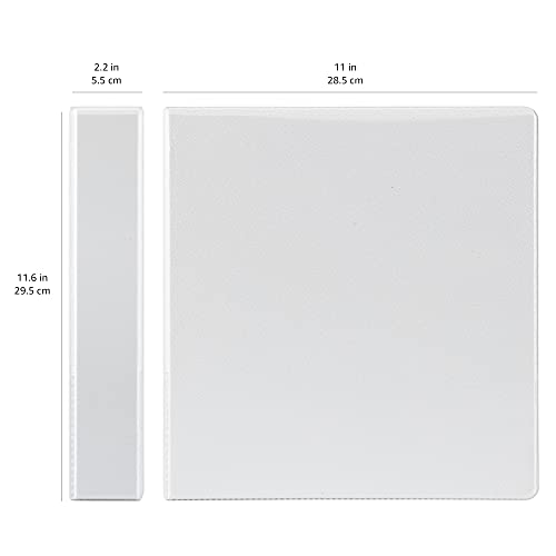 Amazon Basics 3 Ring Binder with 1.5 Inch D-Ring and Clear Overlay, White, 4-Pack