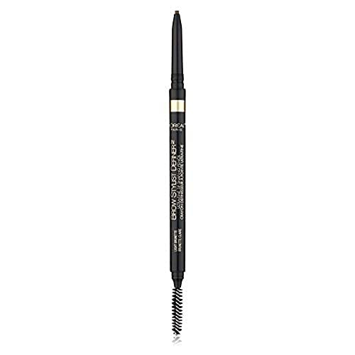 L'Oreal Paris Makeup Brow Stylist Definer Waterproof Eyebrow Pencil, Ultra-Fine Mechanical Pencil, Draws Tiny Brow Hairs and Fills in Sparse Areas and Gaps, Light Brunette, 0.003 Ounce (Pack of 2)