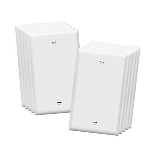 ENERLITES 8801-W-10PCS, Blank Device Wall Plate, Gloss Finish, Standard Size 1-Gang 4.50 x 2.76, Polycarbonate Thermoplastic, Electrical Covers for Unused Outlets/Switches, White 10 Pack