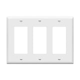 ENERLITES Decorator Light Switch or Receptacle Outlet Wall Plate, Gloss Finish, Size 3-Gang 4.50 x 6.38, Polycarbonate Thermoplastic, 8833-W, White