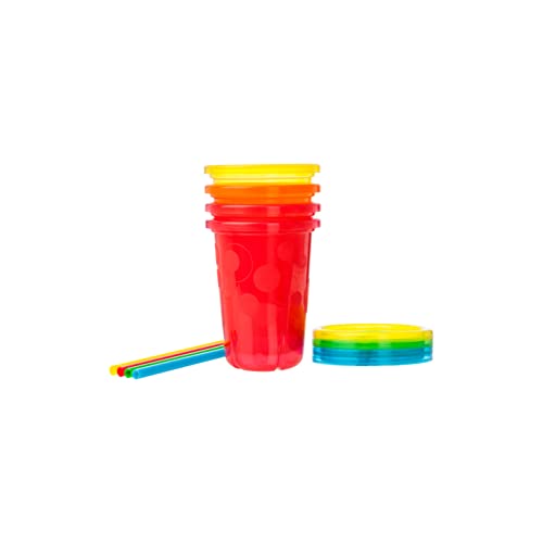 The First Years Take & Toss Toddler Straw Cups - Spill Proof and Dishwasher Safe Toddler Cups with Straws - Toddler Feeding Supplies - 10 Oz - 4 Count