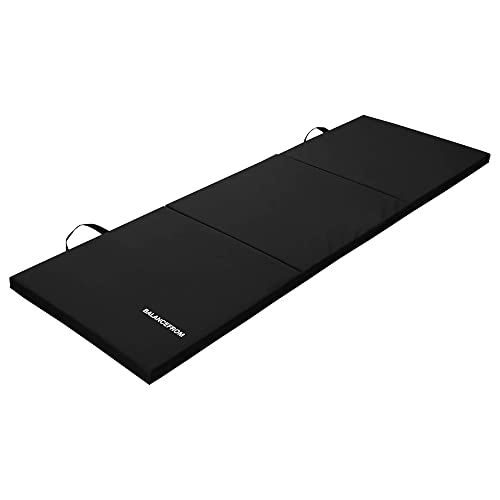 BalanceFrom Three Fold Folding Exercise Mat with Carrying Handles for MMA, Gymnastics and Home Gym Protective Flooring, 1.5-Inch Thick, Black
