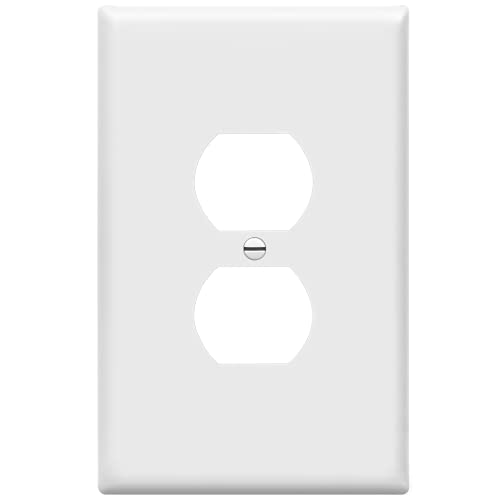 ENERLITES Duplex Receptacle Outlet Wall Plate, Jumbo Outlet Covers, Gloss Finish, Oversized 1-Gang 5.5 x 3.5, Polycarbonate Thermoplastic, 8821O-W, White