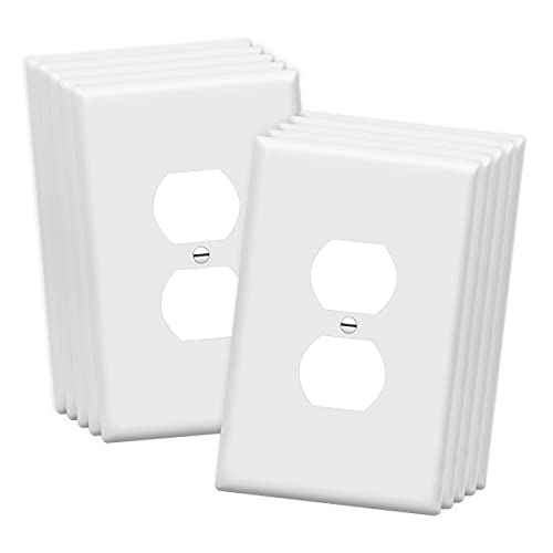 ENERLITES Jumbo Duplex Receptacle Outlet Wall Plate, Electrical Outlet Covers, Gloss Finish, Over-Size 1-Gang 5.5 x 3.5, Polycarbonate Thermoplastic, 8821O-W-10PCS, White (10 Pack)