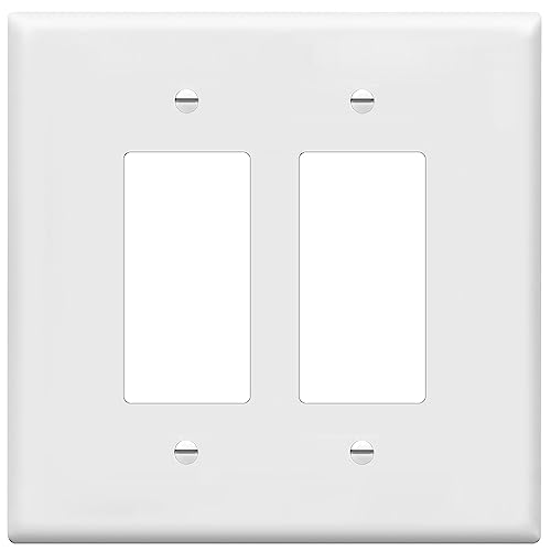 ENERLITES Double Decorator Switch Cover, Two Gang Outlet Wall Plate, Gloss Finish, Oversized 2-Gang 5.50" x 5.50", Unbreakable Polycarbonate Thermoplastic, UL Listed, 8832O-I, Ivory