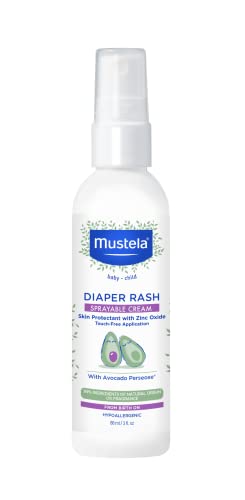 Mustela Spray Diaper Rash Cream for Babys Bottom - Sprayable Skin Protectant with Zinc Oxide & Natural Avocado - Fragrance-Free, Touch-Free & Steroid-Free - 3 fl. oz.
