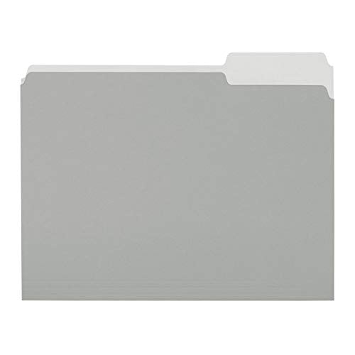 Amazon Basics File Folders, Letter Size, 1/3 Cut Tab, Gray, 36-Pack