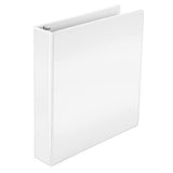Amazon Basics 3 Ring Binder with 1.5 Inch D-Ring and Clear Overlay, White, 4-Pack