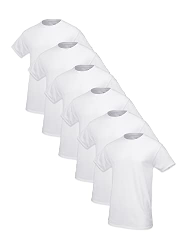 Fruit of the Loom Men's Tag-Free Cotton Undershirts, Tall Man-Crew-6 Pack White, Large