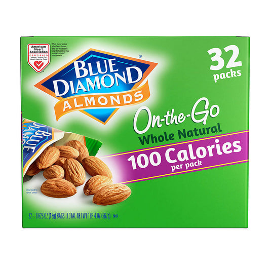 Blue Diamond Whole Natural Almond Snack Packs, 32 ct.