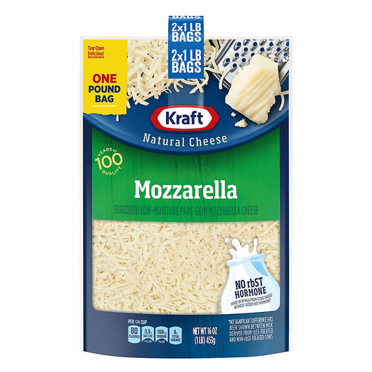 Kraft Mozzarella Shredded Cheese, 2 pk./1 lb.