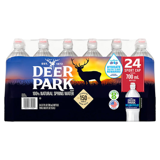 Deer Park 100% Natural Spring Water with Sports Cap, 24 pk./23.7 oz.