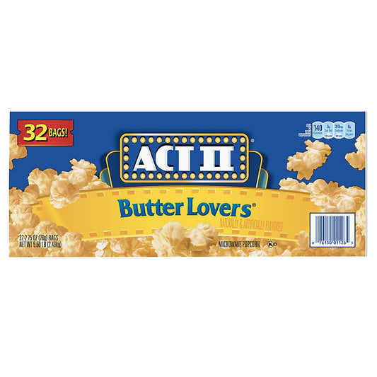 Act ll Butter Lovers Microwave Popcorn, 32 ct.