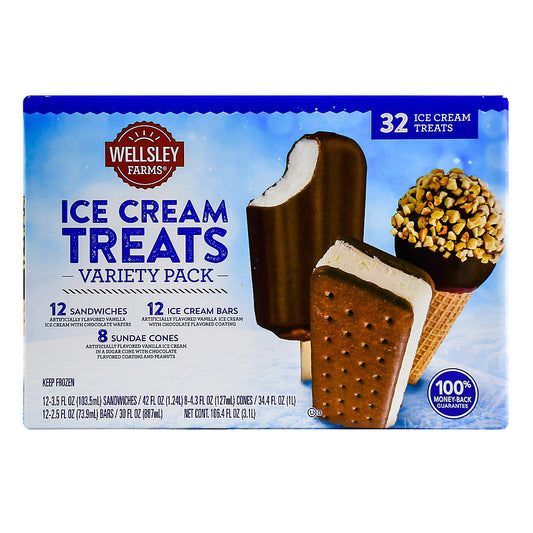 Wellsley Farms Ice Cream Treats Variety Pack, 32 ct.