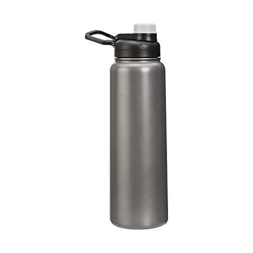 Amazon Basics Stainless Steel Insulated Water Bottle With Spout Lid, 30-Ounce, Gray