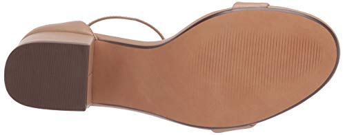 Amazon Essentials Women's Two Strap Heeled Sandal, Beige Faux Leather, 8.5