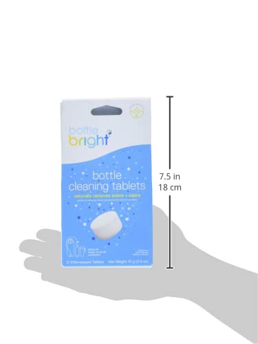 Bottle Bright Single Pack (12 Tablets)- Clean Stainless Steel, Thermos, Tumbler, Insulated and Reusable Water Bottles –Cleaning Tablets are Easy and Safe to Use