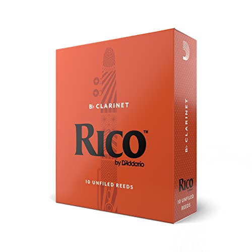 Rico by D'Addario Bb Clarinet Reeds - Reeds for Clarinet - Thinner Vamp Cut & Unfiled for Ease of Play, Traditional Blank for Clear Sound - Clarinet Reeds 2.5 Strength, 3-Pack
