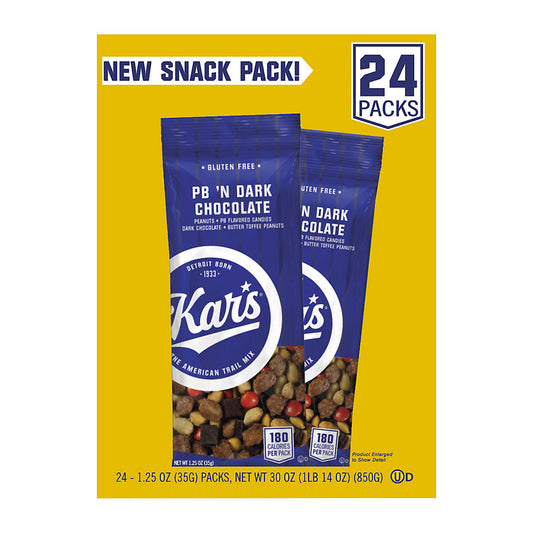 Kars Peanut Butter & Dark Chocolate Trail Mix Multi-Pack, 24 ct./1.25 oz.
