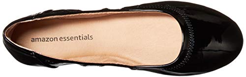 Amazon Essentials Women's Belice Ballet Flat, Black Microsuede, 9.5