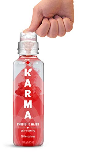 Karma Wellness Water Wellness Flavored Probiotic Water, Berry Cherry, Immunity and Digestive Health Support, Low Calorie, 2 Billion Active Cultures, 18 Fluid Ounce (Pack of 12)